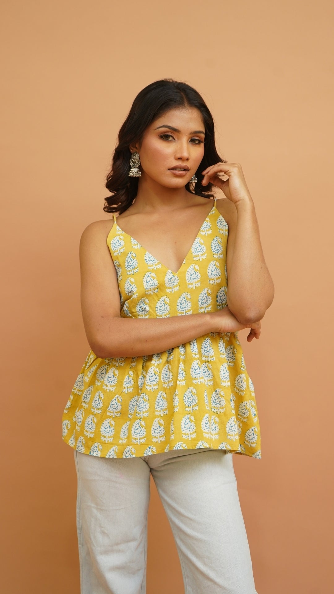 MUSTARD YELLOW BAGH PRINT BRALETTES