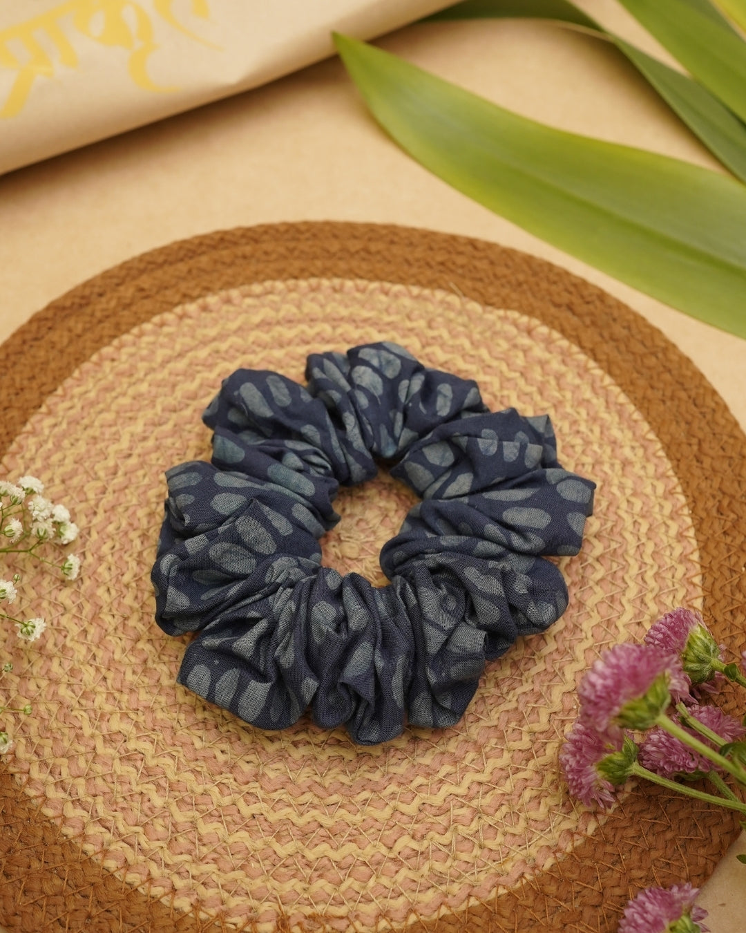 BLUE BATIK PRINT SCRUNCHIES
