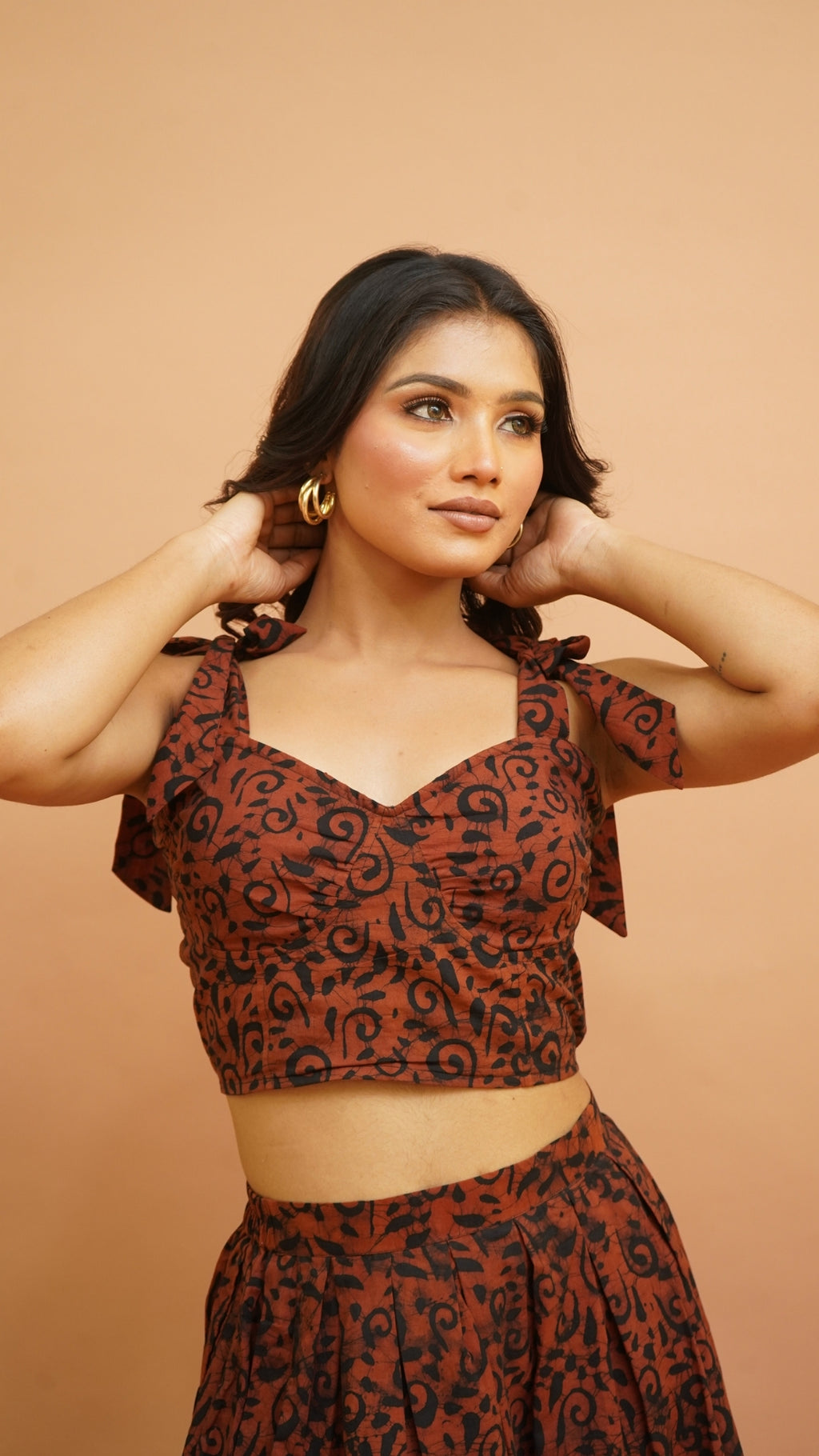 RUST BROWN BLACK BATIK PRINT BRALETTES