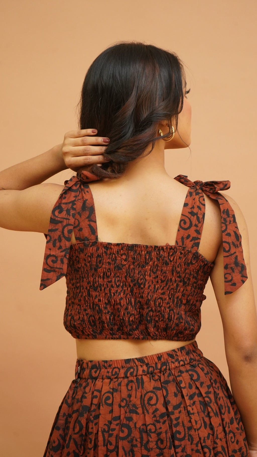 RUST BROWN BLACK BATIK PRINT BRALETTES