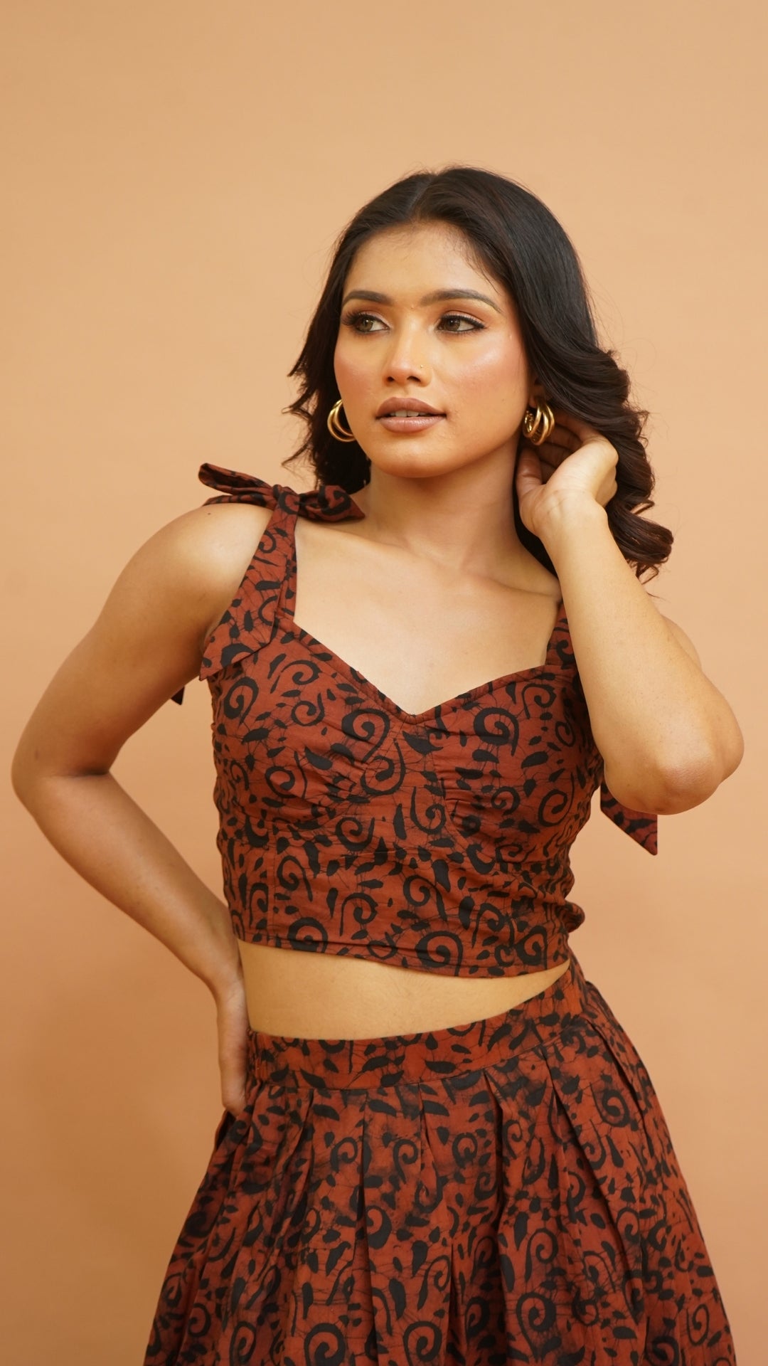 RUST BROWN BLACK BATIK PRINT BRALETTES