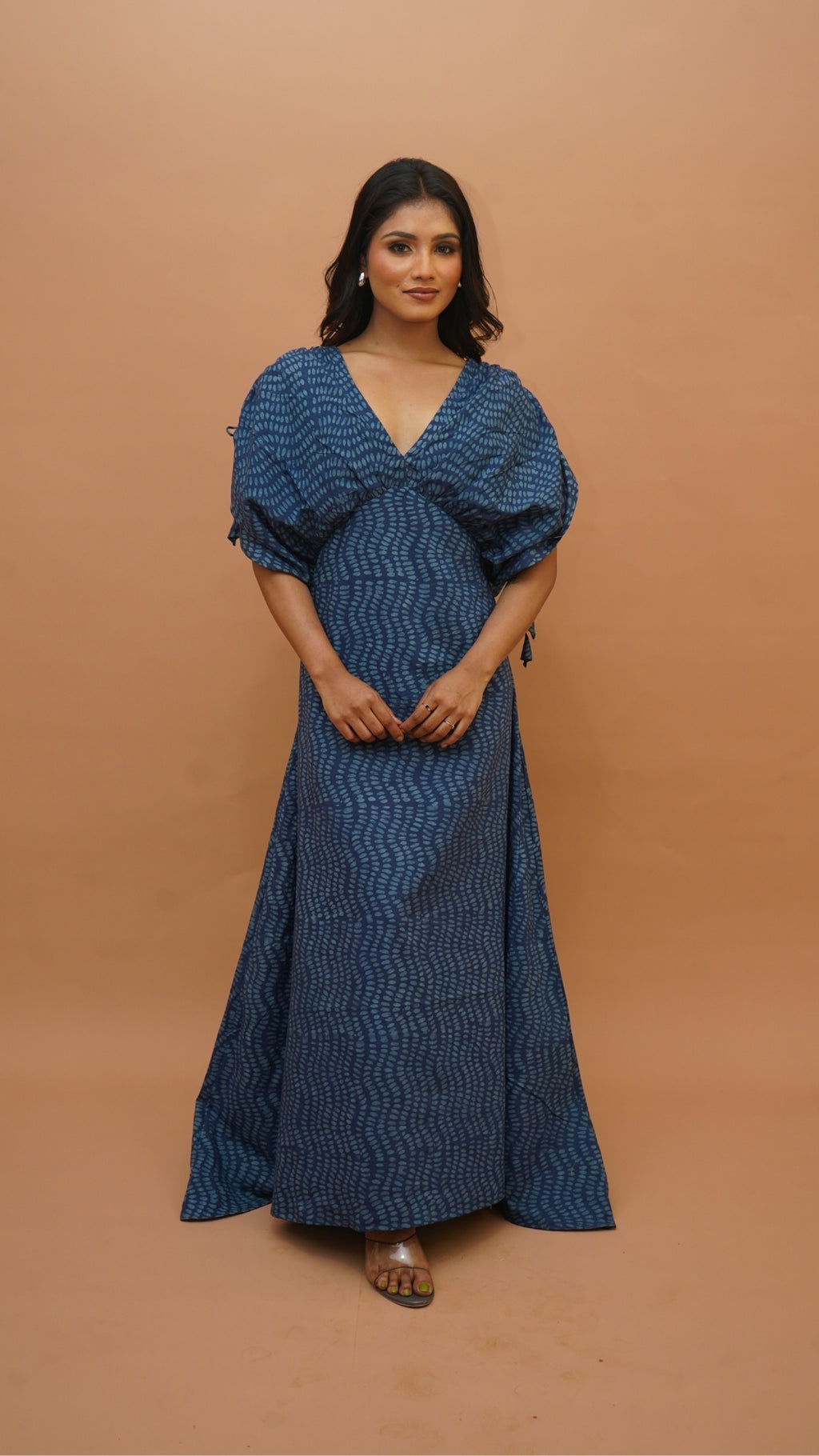 INDIGO WHITE BATIK PRINT DRESS
