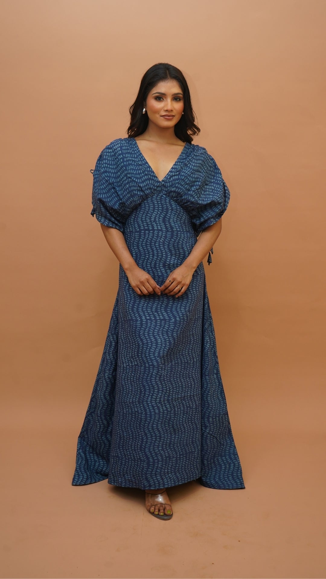 INDIGO WHITE BATIK PRINT DRESS