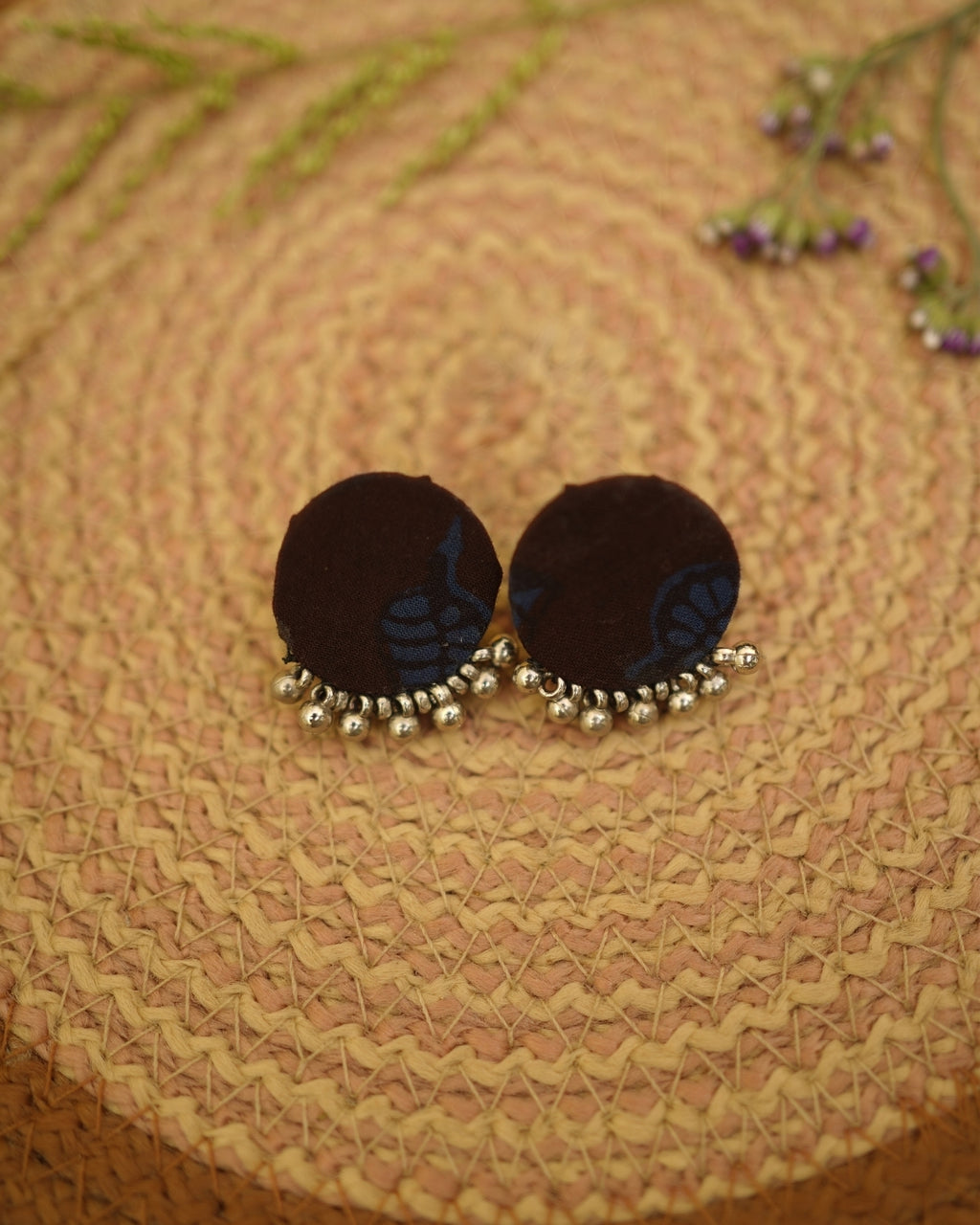 BLUE BLACK BAGH PRINT EARRING