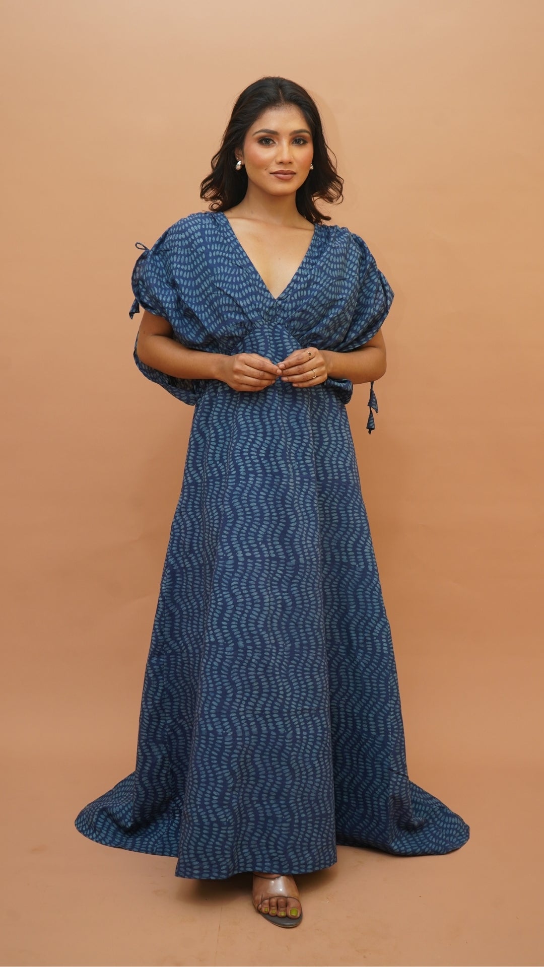 INDIGO WHITE BATIK PRINT DRESS