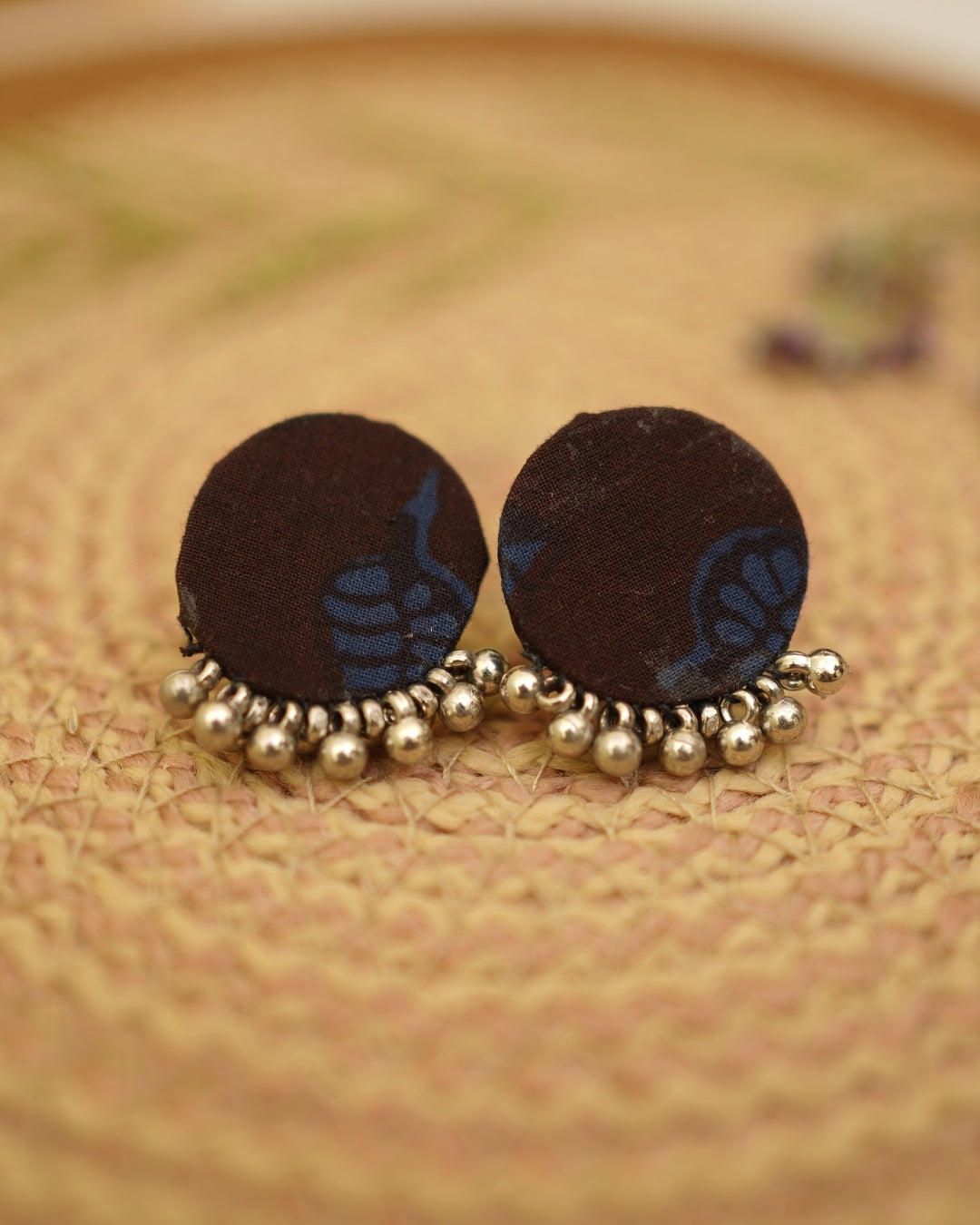 BLUE BLACK BAGH PRINT EARRING