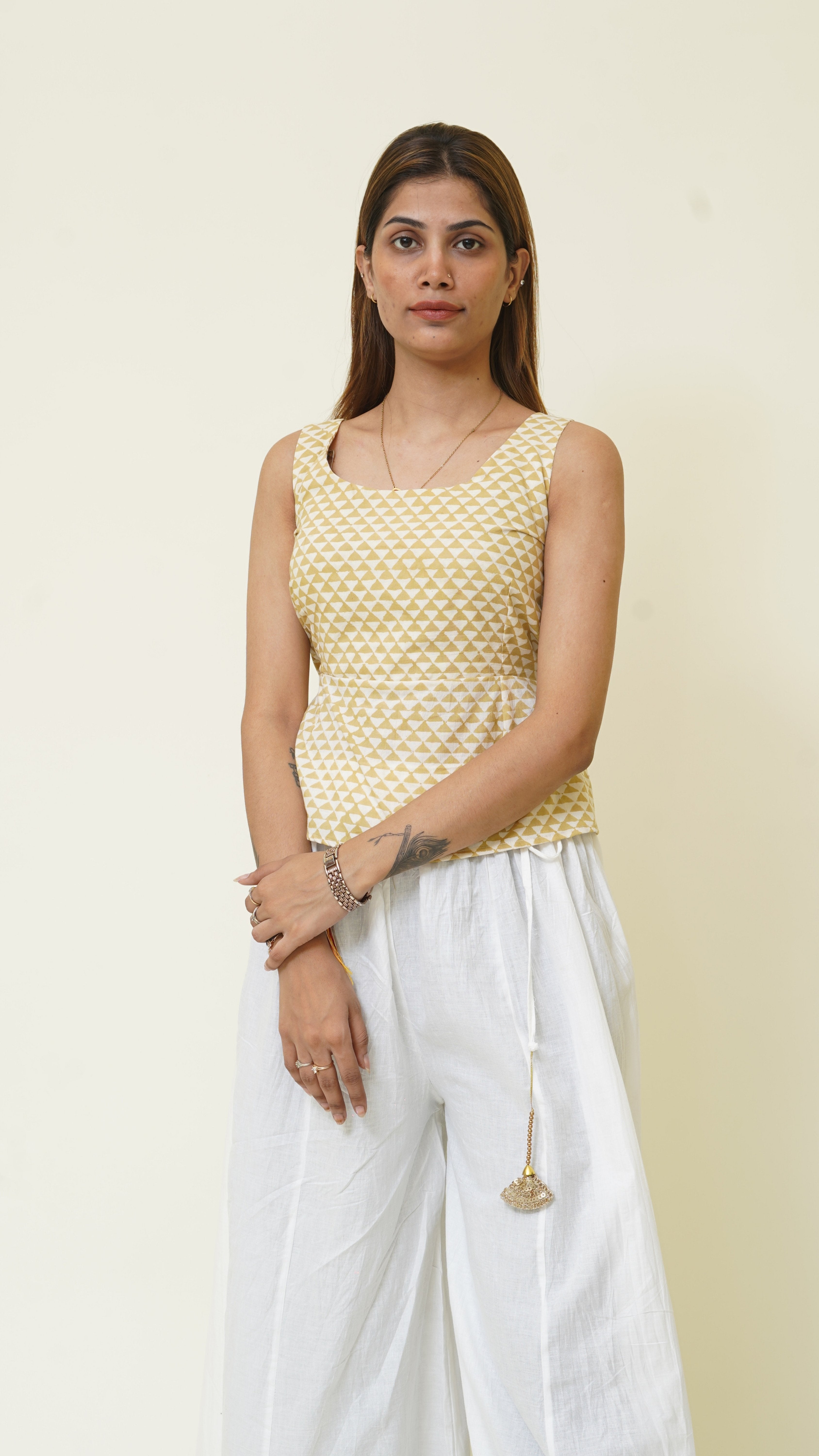 LIME YELLOW BAGH PRINT BRALETTES