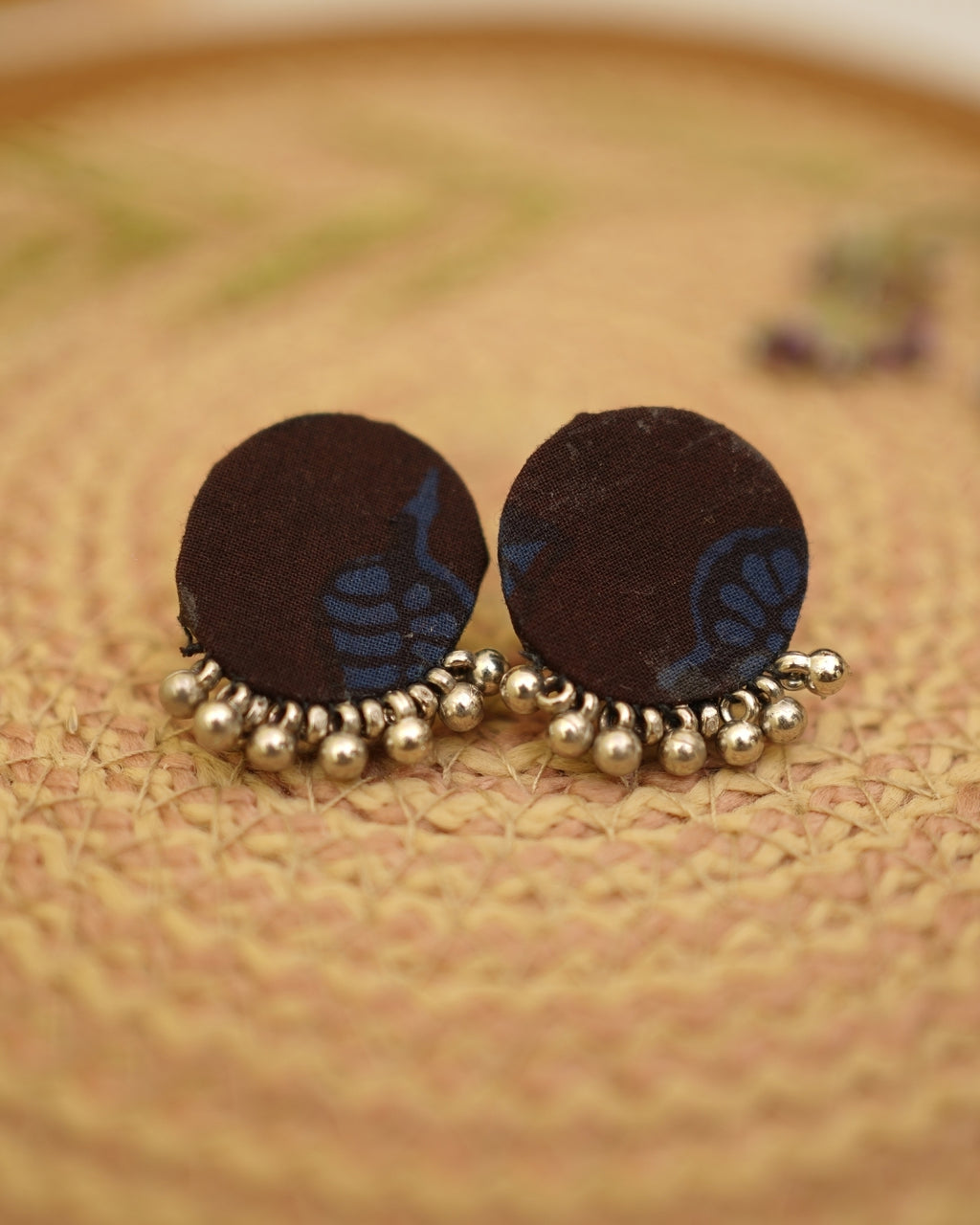 BLACK BLUE BAGH PRINT EARRING