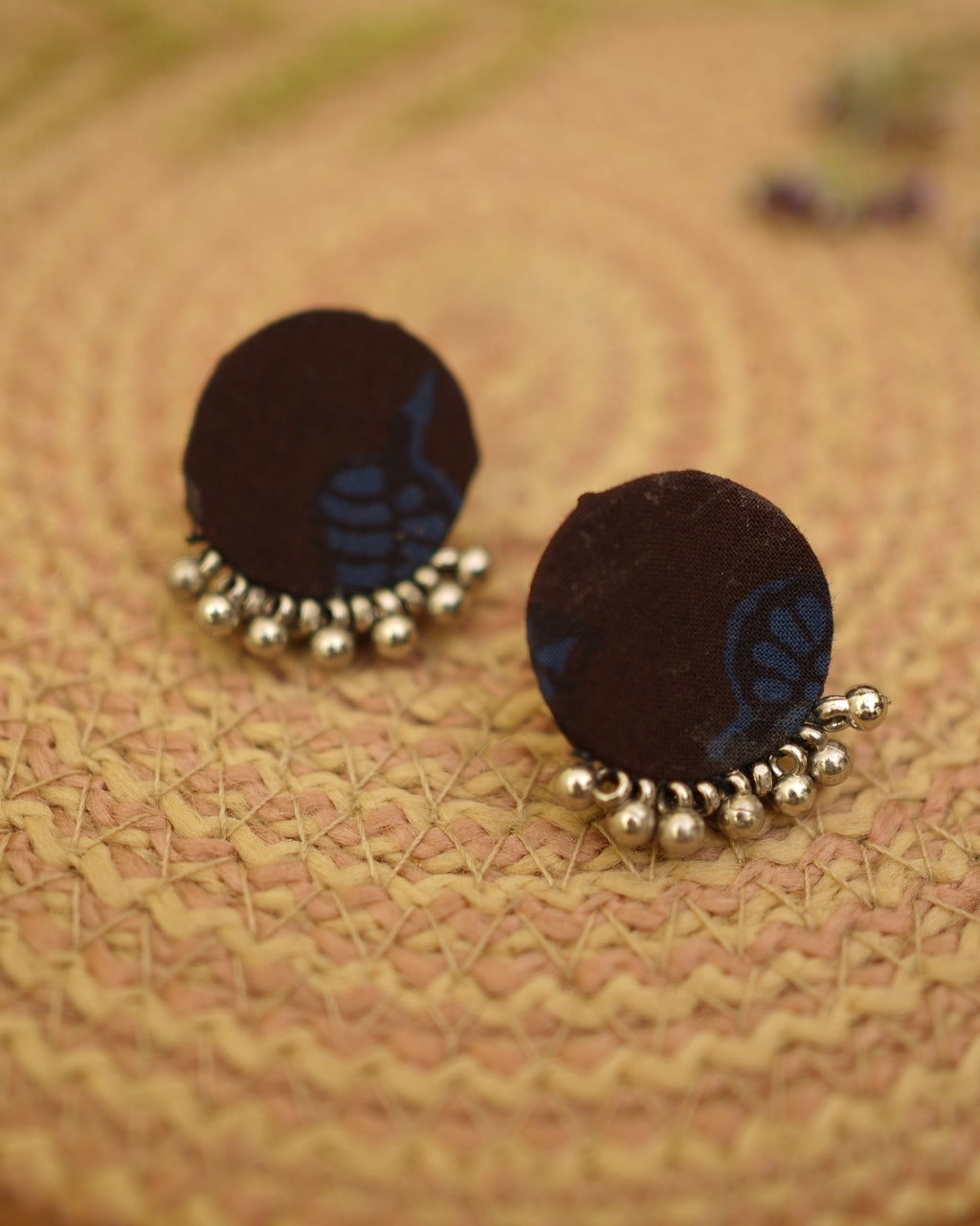 BLUE BLACK BAGH PRINT EARRING