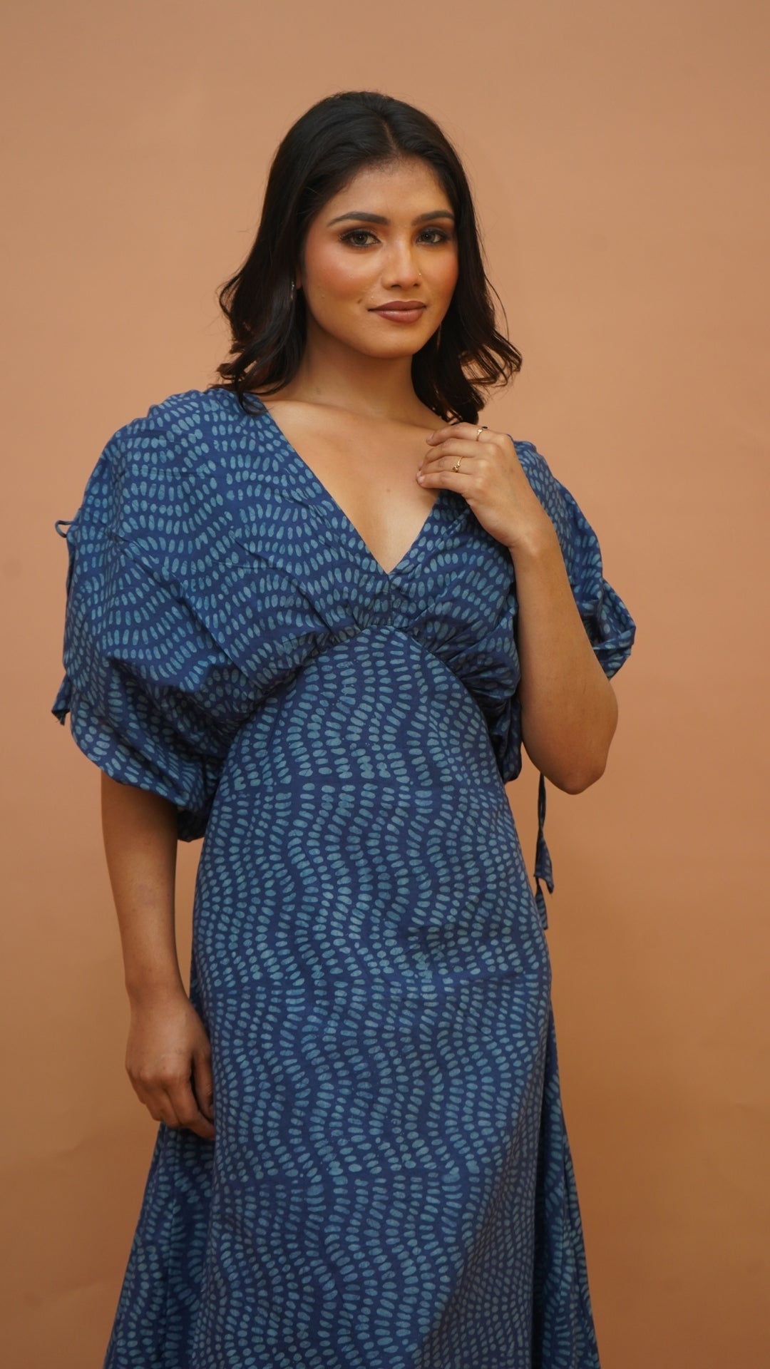 INDIGO WHITE BATIK PRINT DRESS