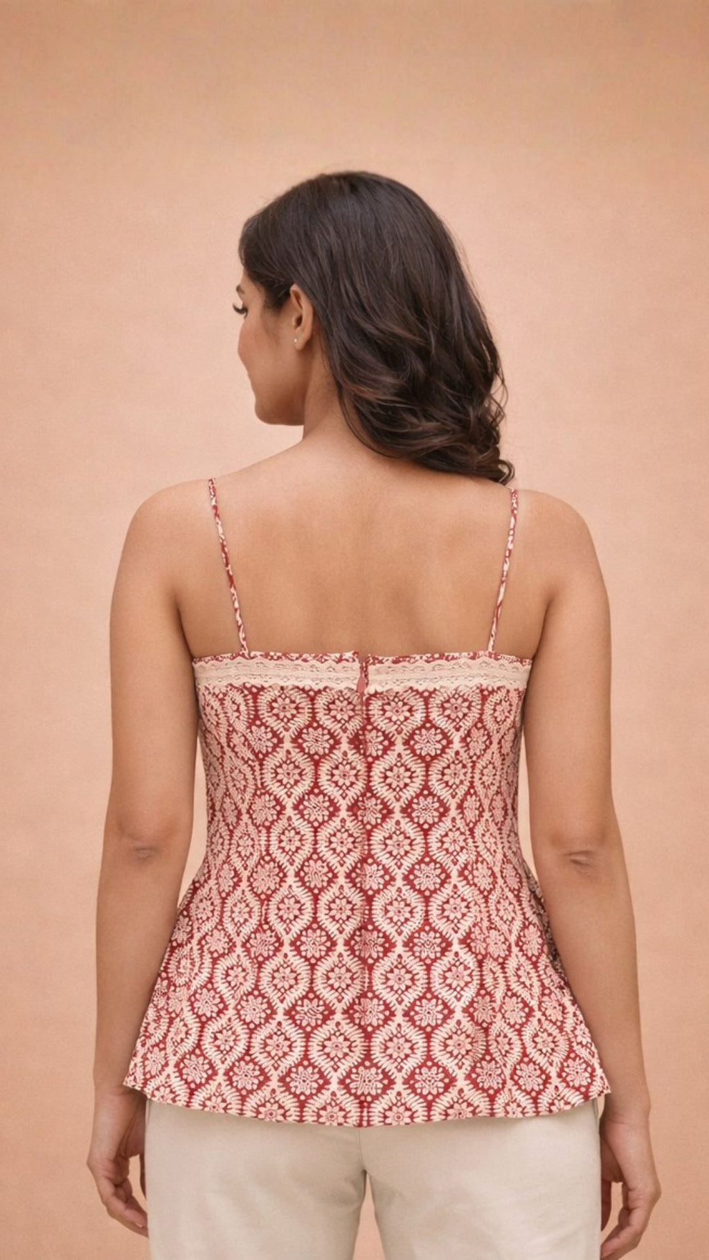 RED WHITE BAGH PRINT BRALETTE