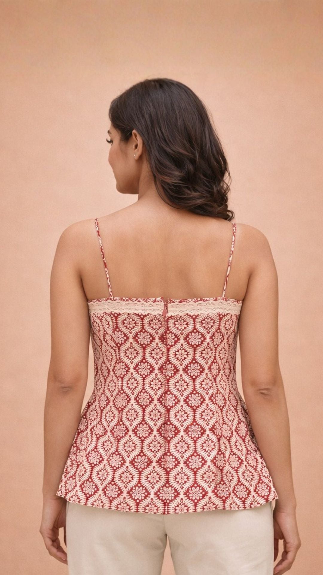 RED WHITE BAGH PRINT BRALETTE