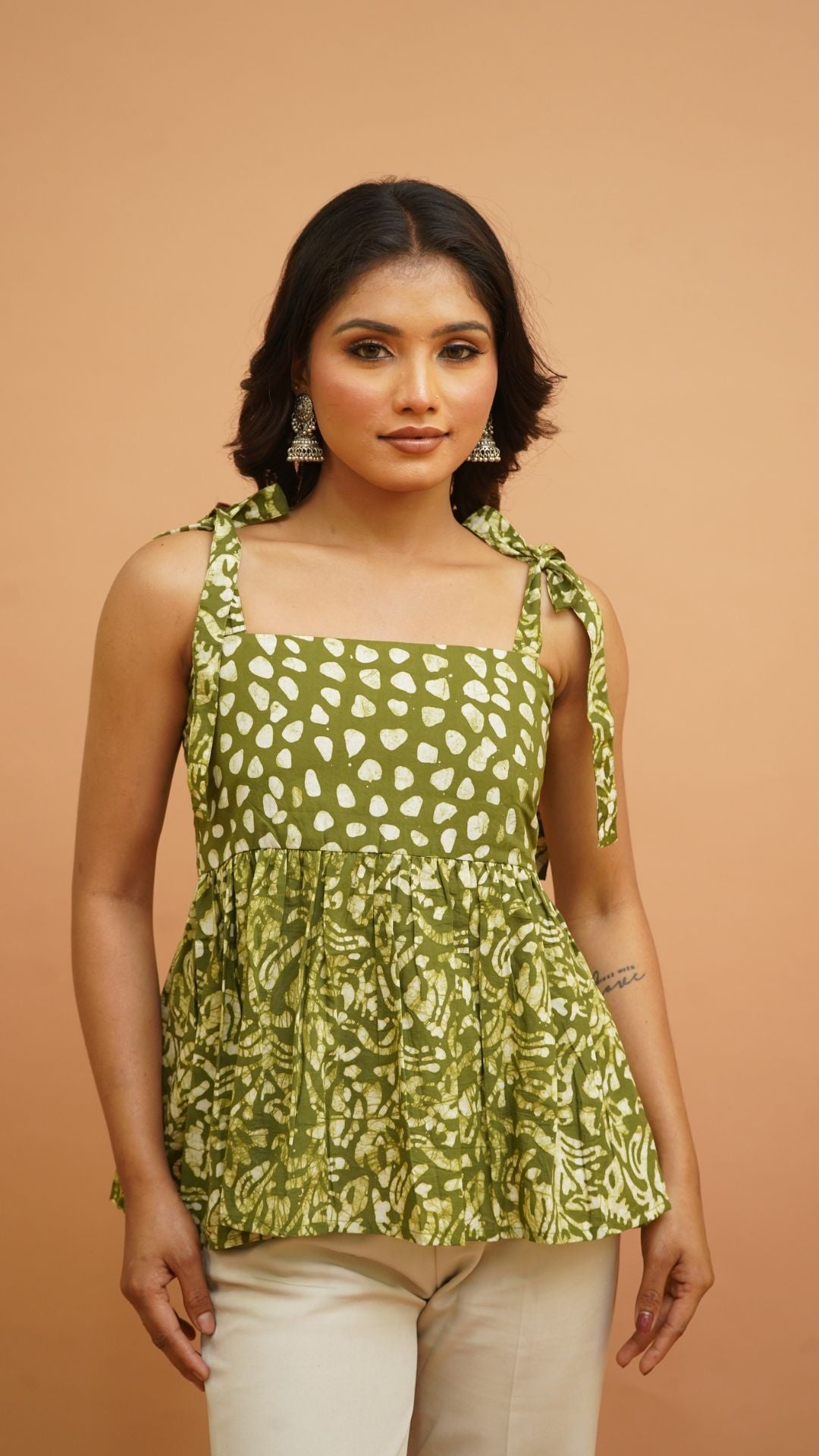 GREEN WHITE BATIK PRINT BRALETTES