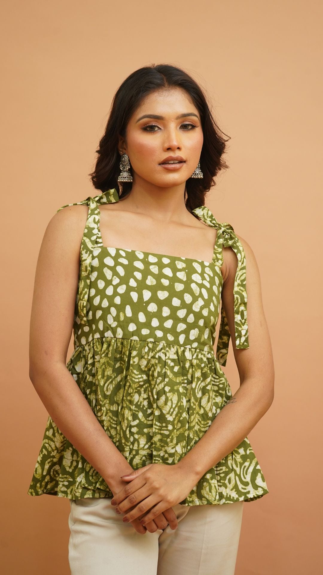 GREEN WHITE BATIK PRINT BRALETTES