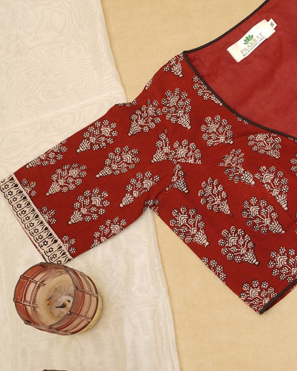 RED BEIGH BAGH PRINT BLOUSE