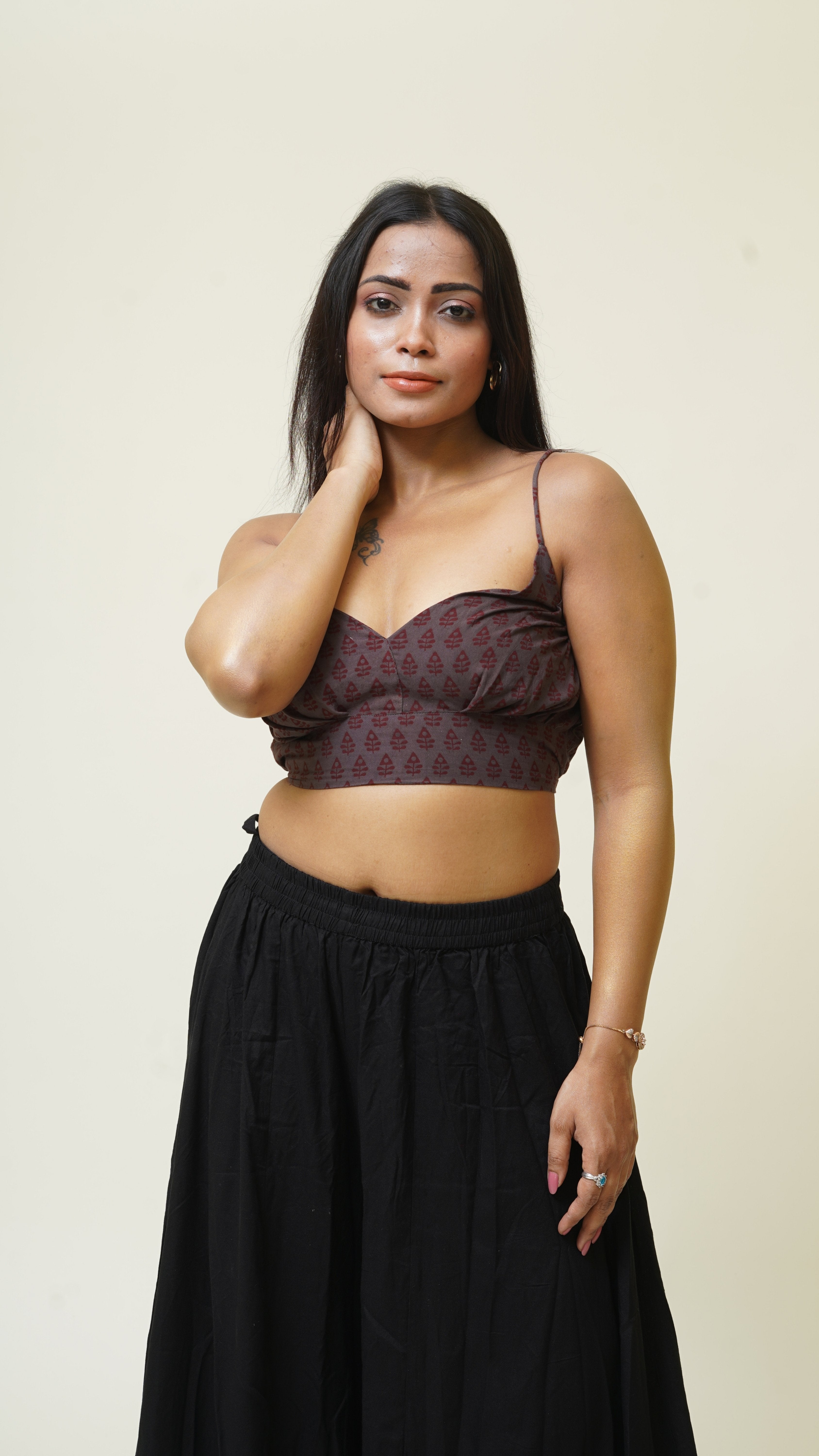 GREY RED BUTTI BAGH PRINT BRALETTES