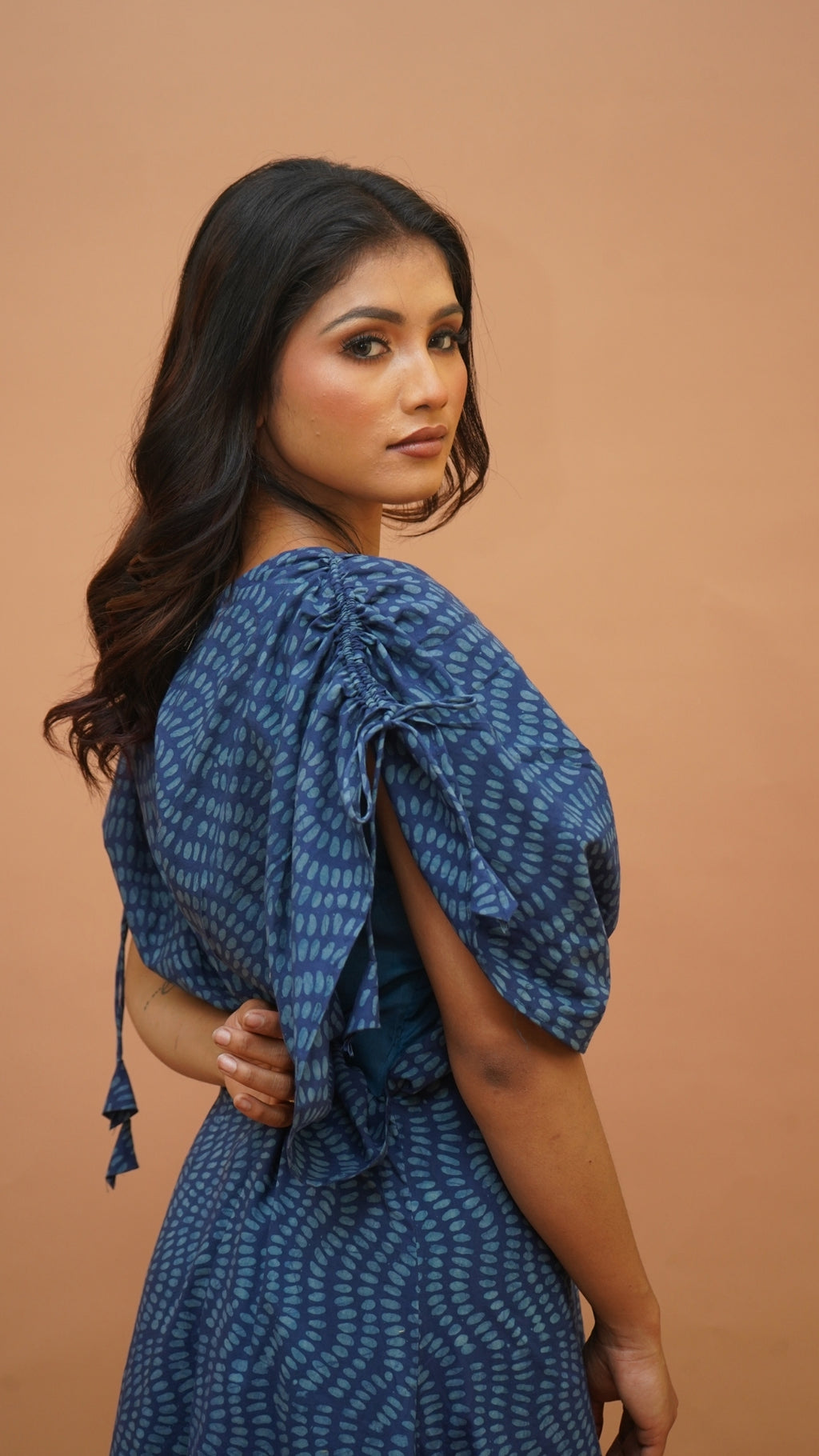INDIGO WHITE BATIK PRINT DRESS