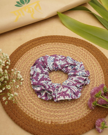 LAVENDER LEAF BUTTI BAGH PRINT SCRUNCHIES