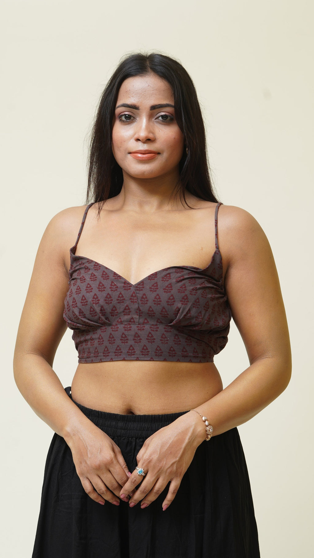 GREY RED BUTTI BAGH PRINT BRALETTES