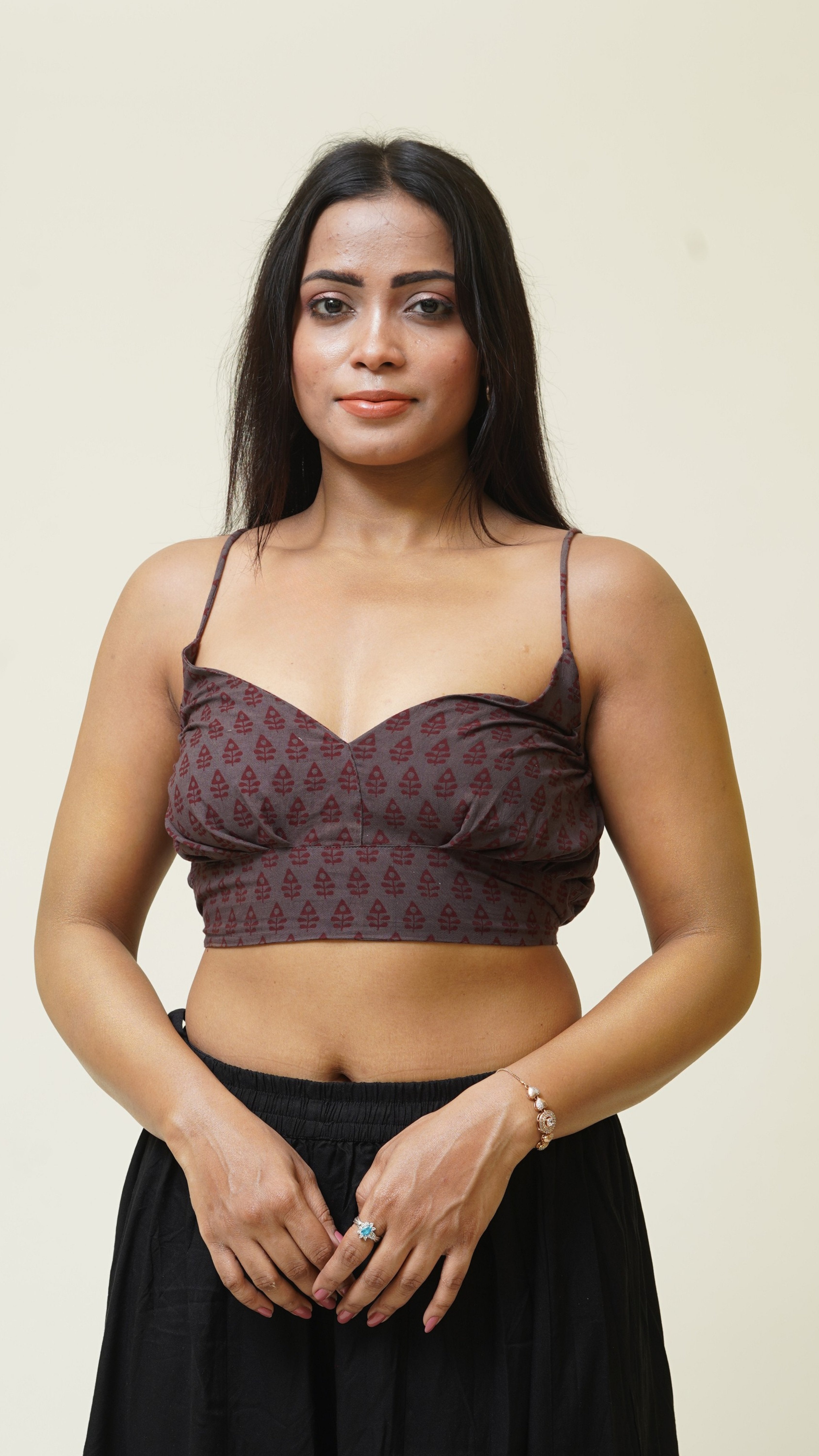 GREY RED BUTTI BAGH PRINT BRALETTES