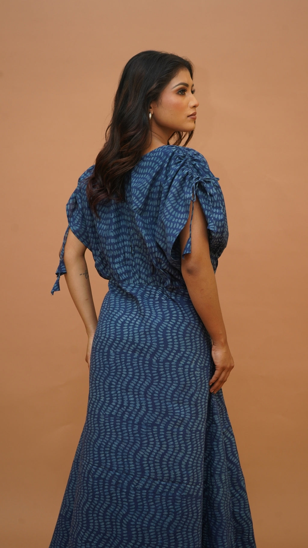 INDIGO WHITE BATIK PRINT DRESS