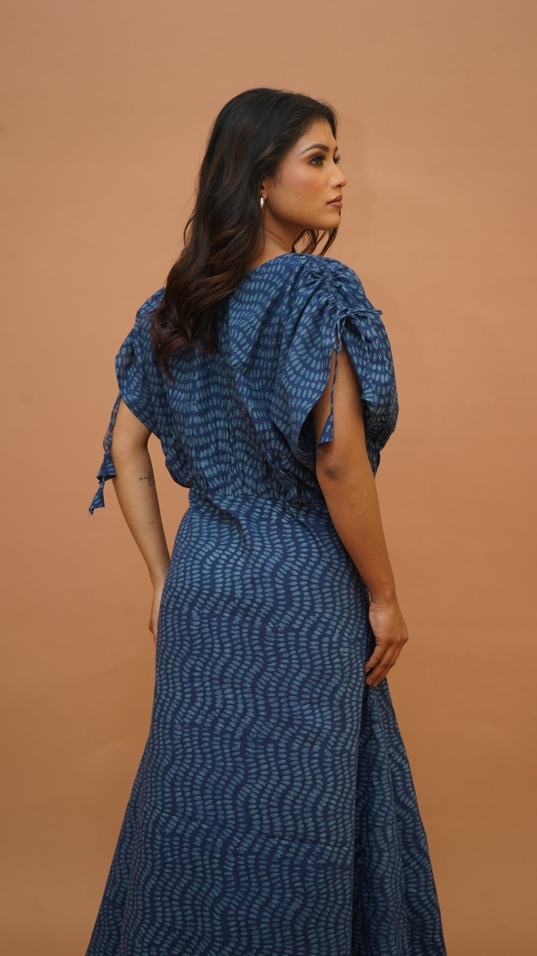 INDIGO WHITE BATIK PRINT DRESS