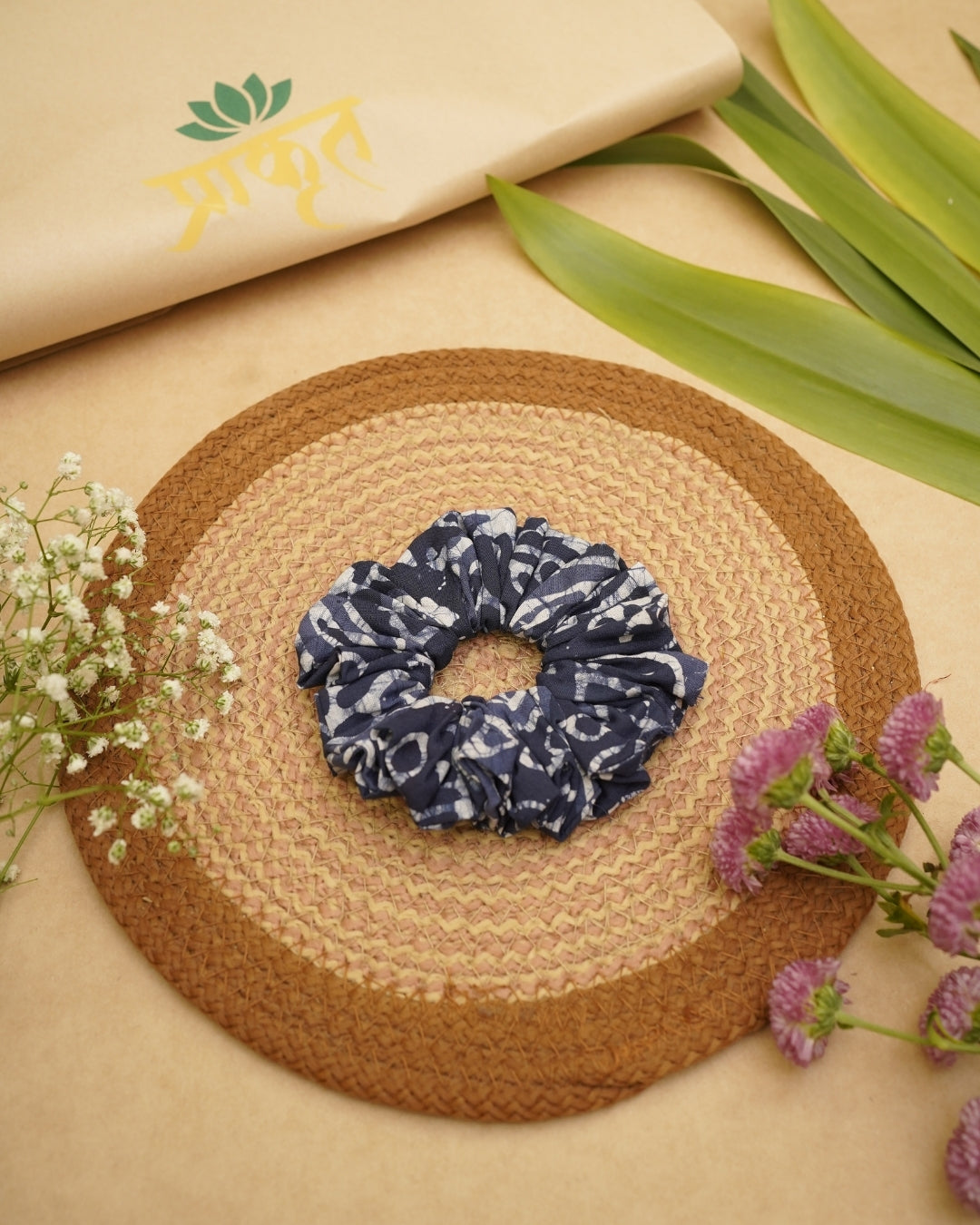 INDIGO PAISLEY BATIK PRINT SCRUNCHIES
