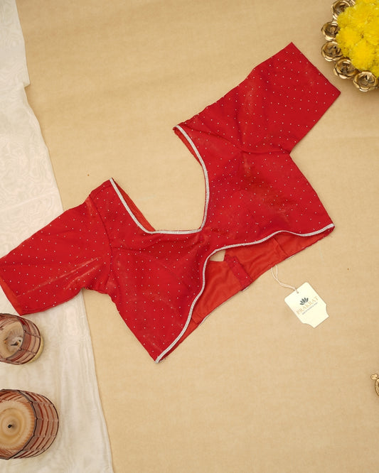 RED V-NECK BLOUSE