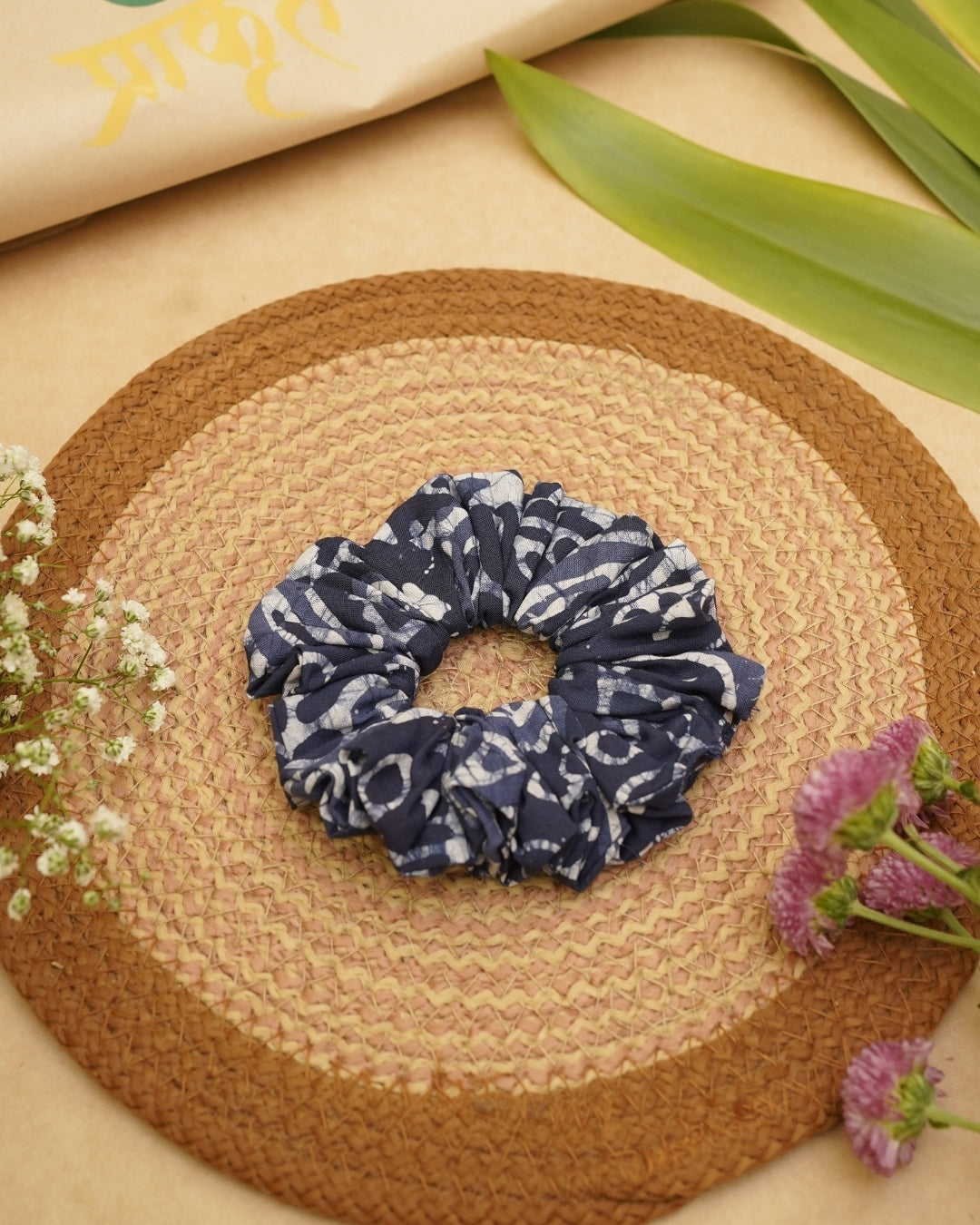 INDIGO PAISLEY BATIK PRINT SCRUNCHIES