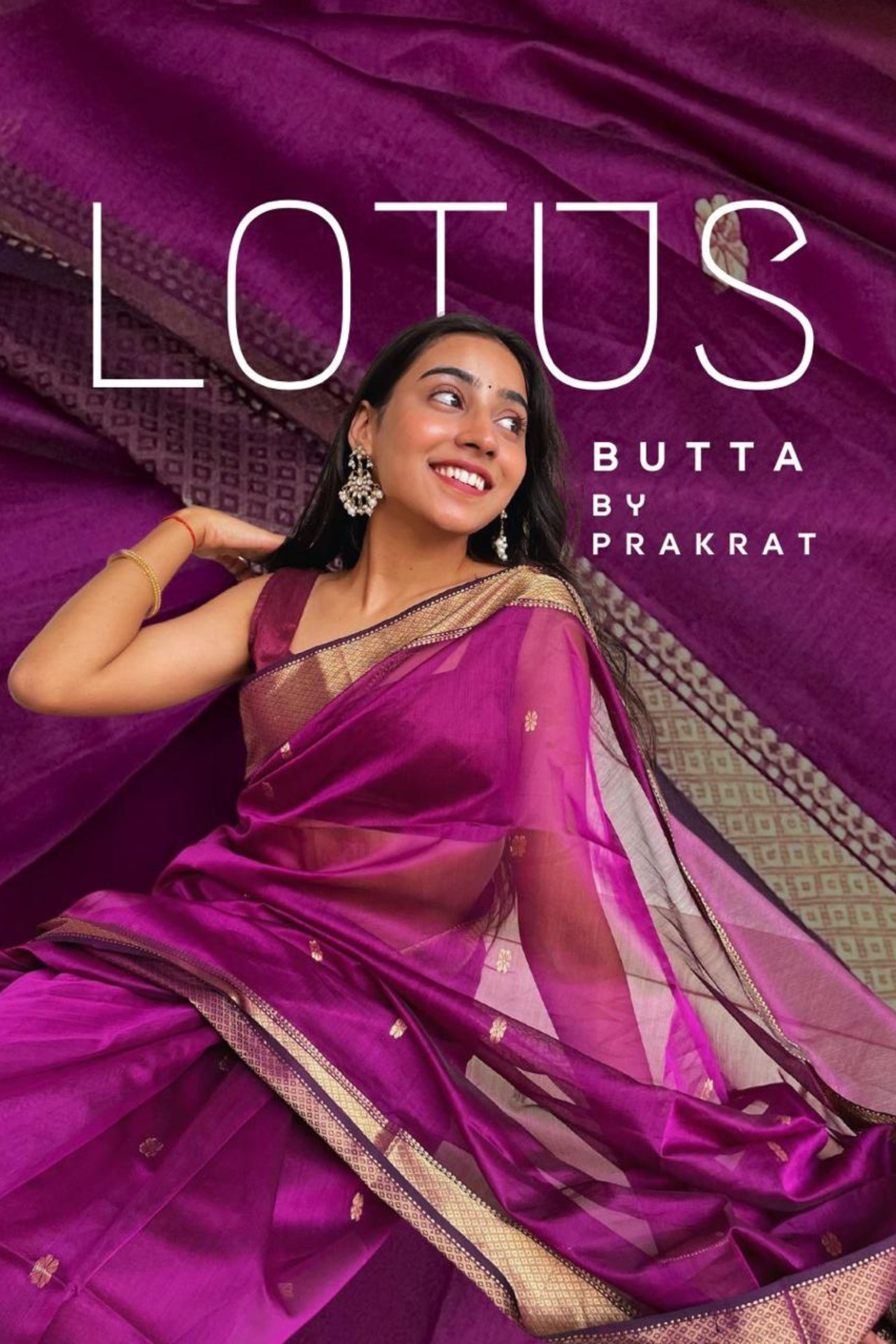 PURPLE ORANGE LOTUS BUTTA MAHESHWARI SAREE