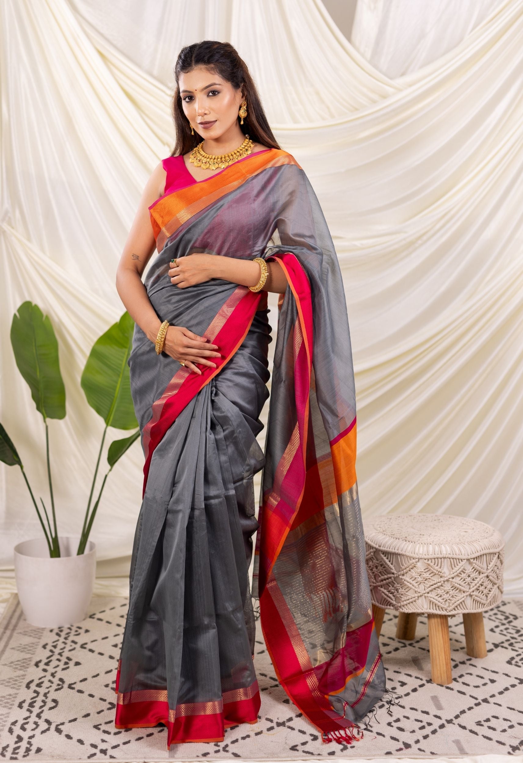 GREY GANGA JAMUNA MAHESHWARI SARRE