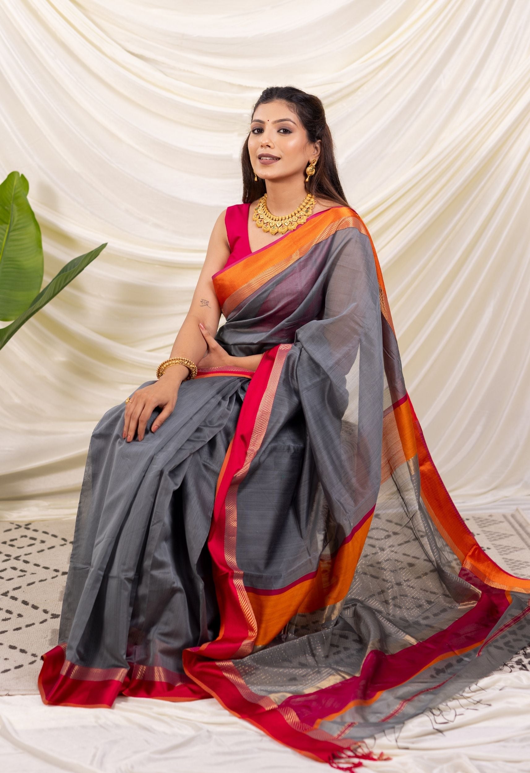 GREY GANGA JAMUNA MAHESHWARI SARRE