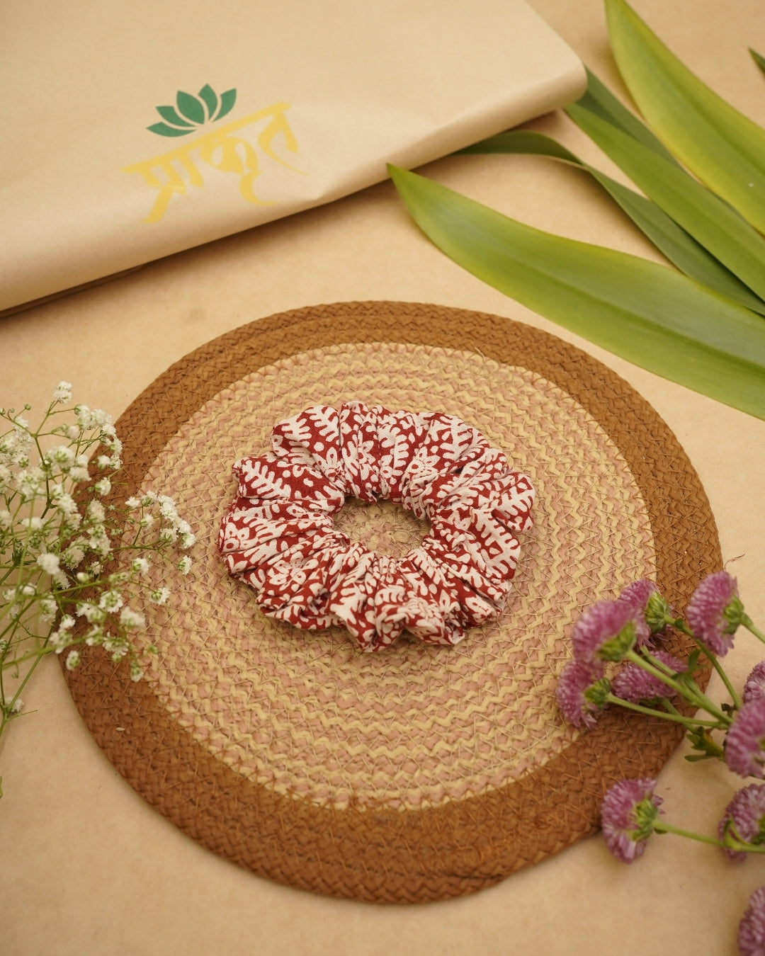 RED BAGH PRINT SCRUNCHIES