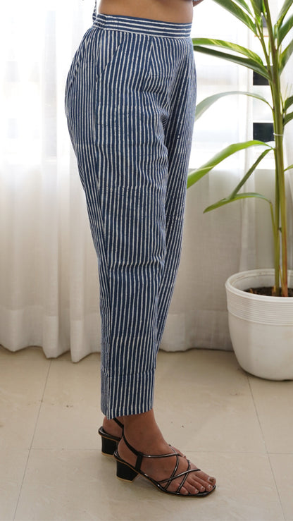 INDIGO STRIPED BATIK PRINT CULOTTES