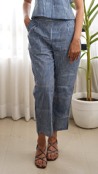 INDIGO STRIPED BATIK PRINT CULOTTES