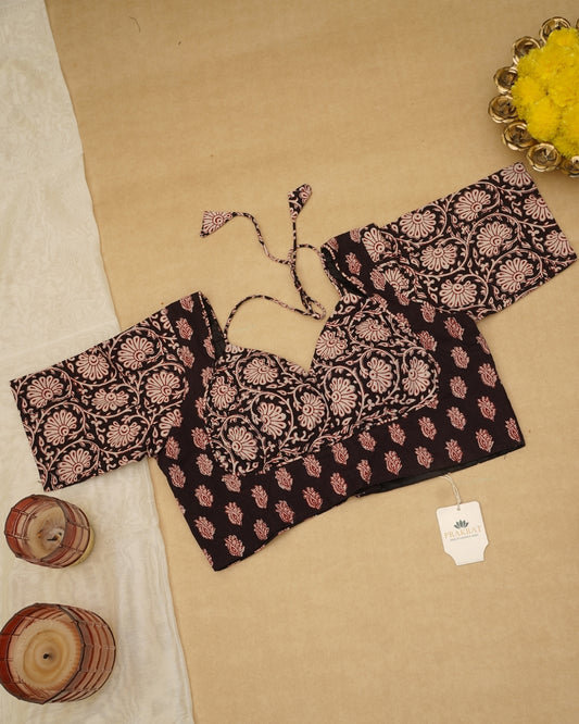 BLACK RED BAGH PRINT BLOUSE