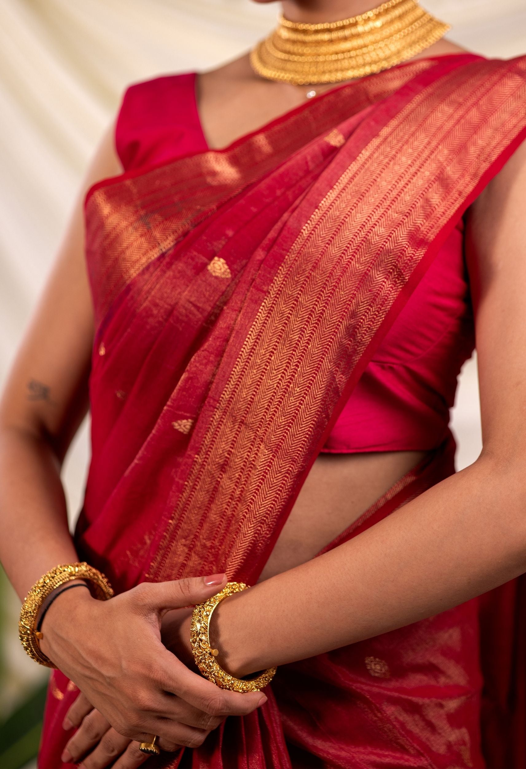 PINK TISSUE-SILK MAHESHWARI SARRE