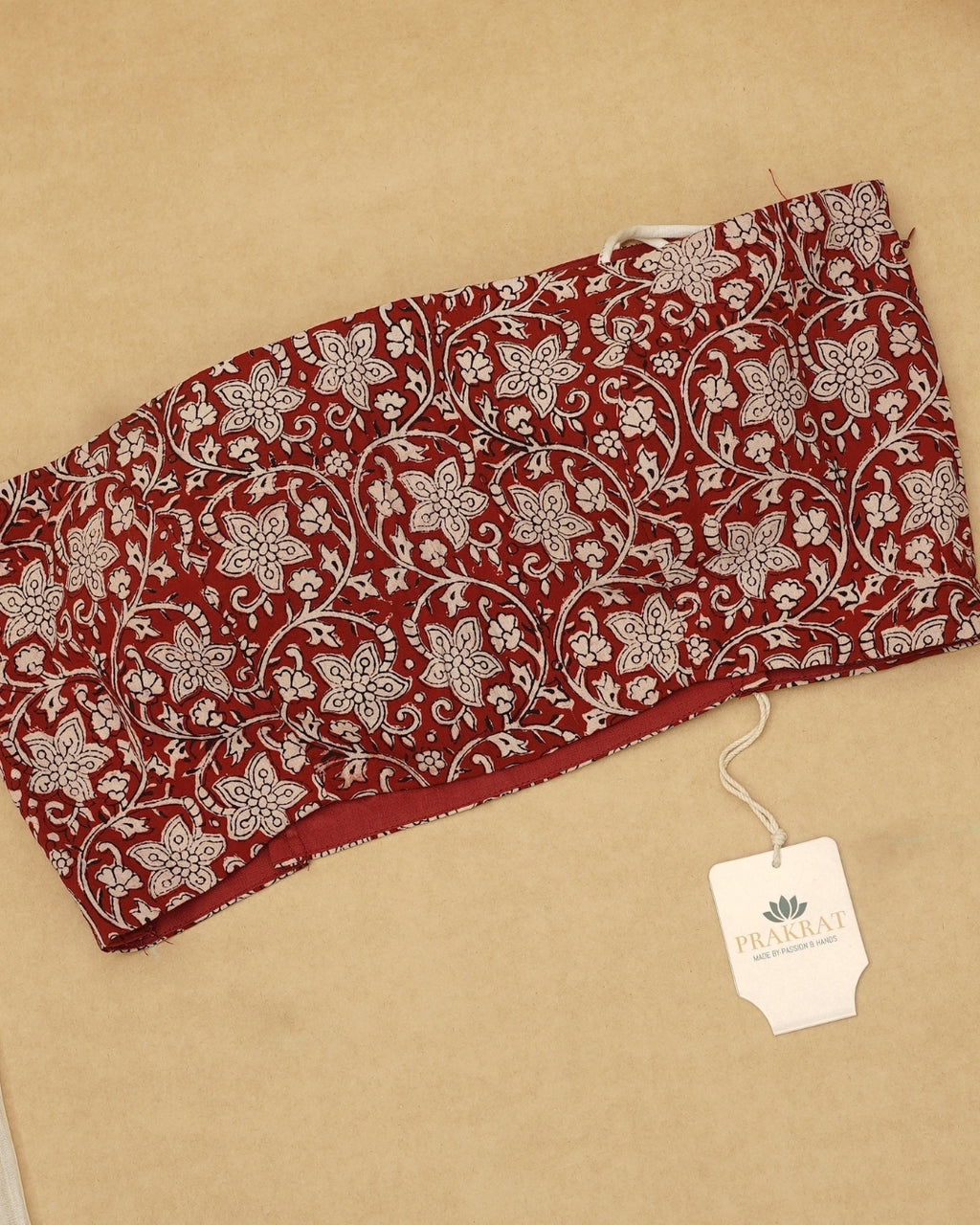 RED WHITE NOODLE STRAP BAGH PRINT BLOUSE