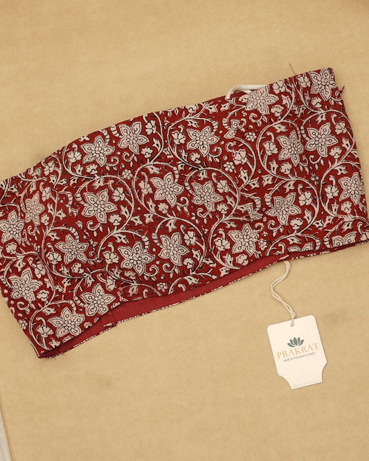 RED WHITE NOODLE STRAP BAGH PRINT BLOUSE