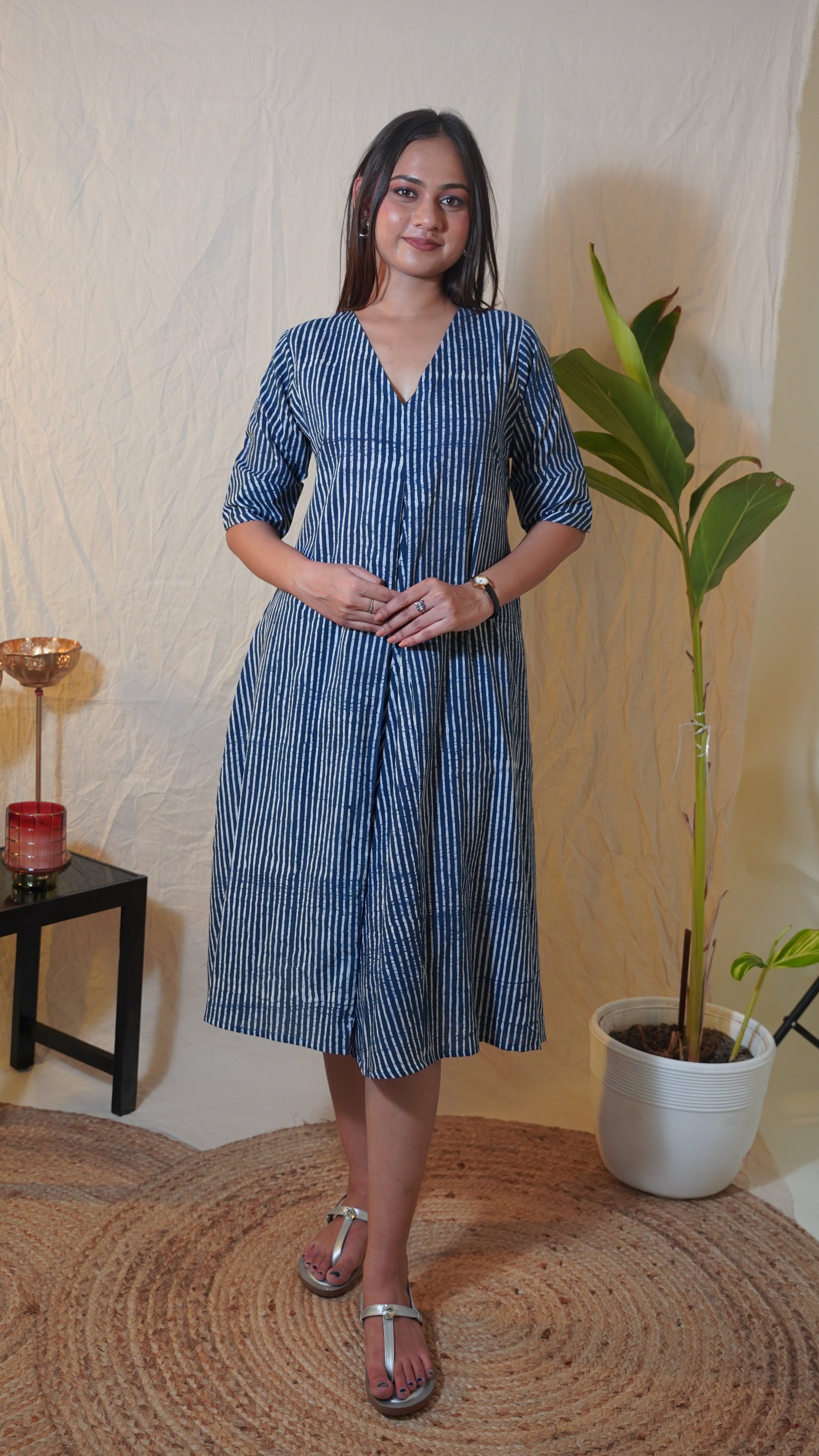 INDIGO BLUE AND WHITE BAGH PRINT DRESS