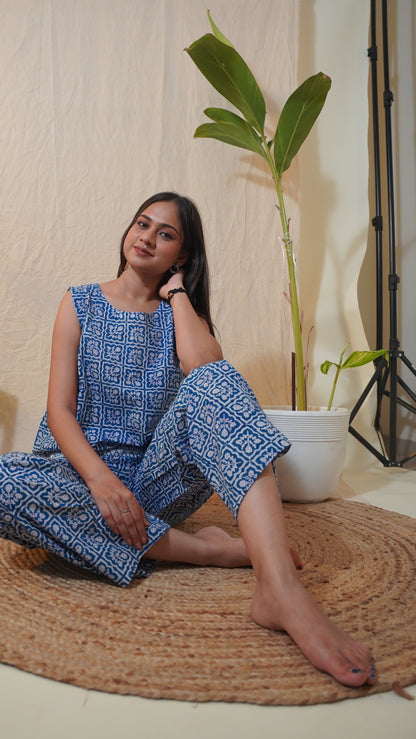 INDIGO BLUE WHITE BAGH PRINT CO-ORD SET