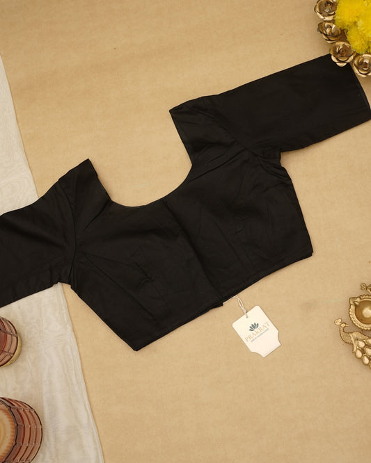 BLACK COTTON LONG SLEEVE BLOUSE