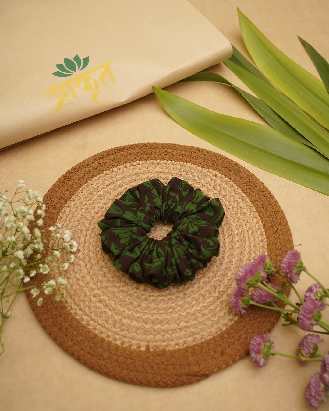 DARK GREEN BLACKBAGH PRINT SCRUNCHIES