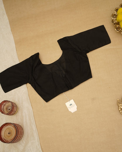 BLACK COTTON LONG SLEEVE BLOUSE