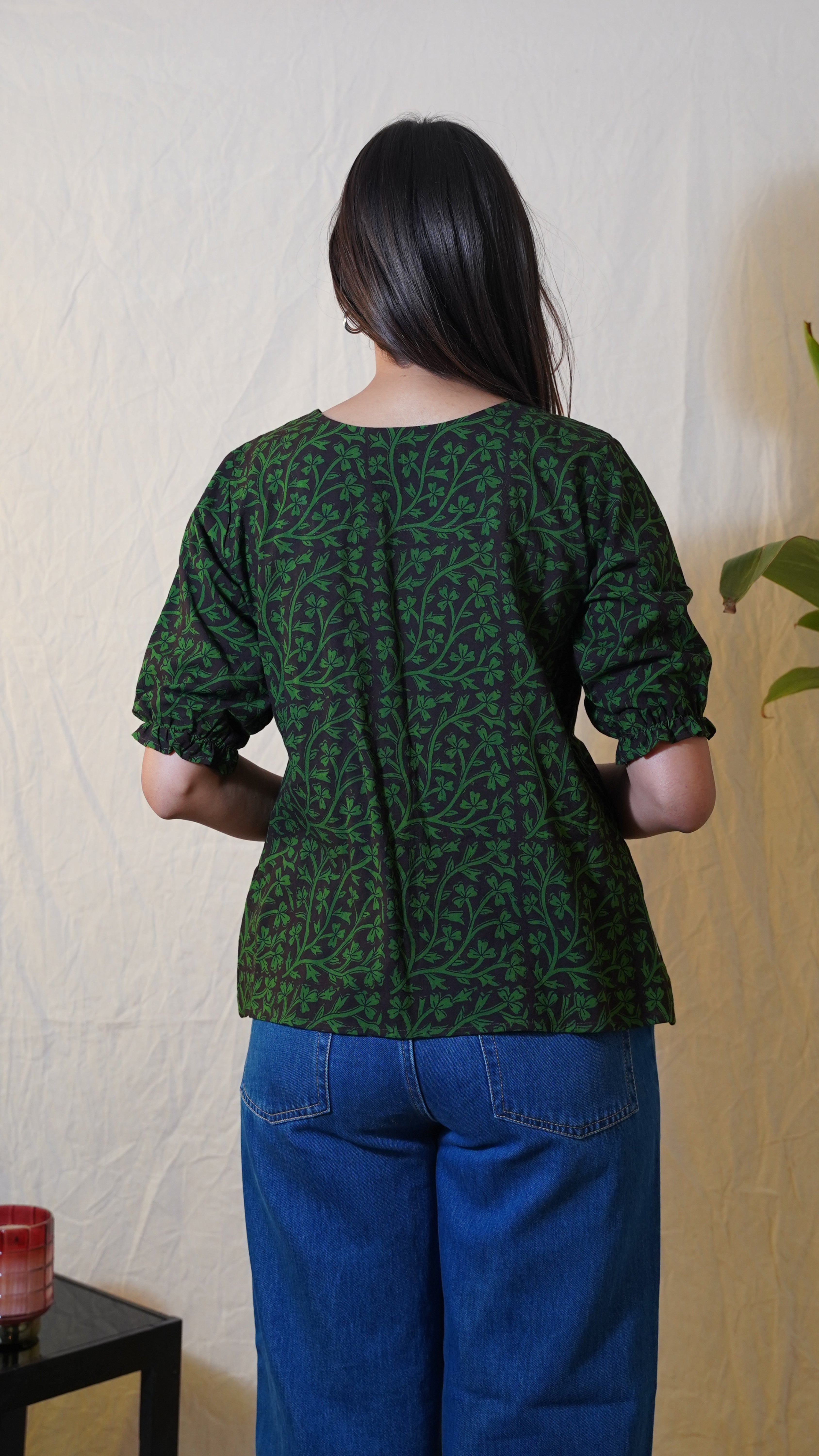 BLACK GREEN BAGH PRINT TOP