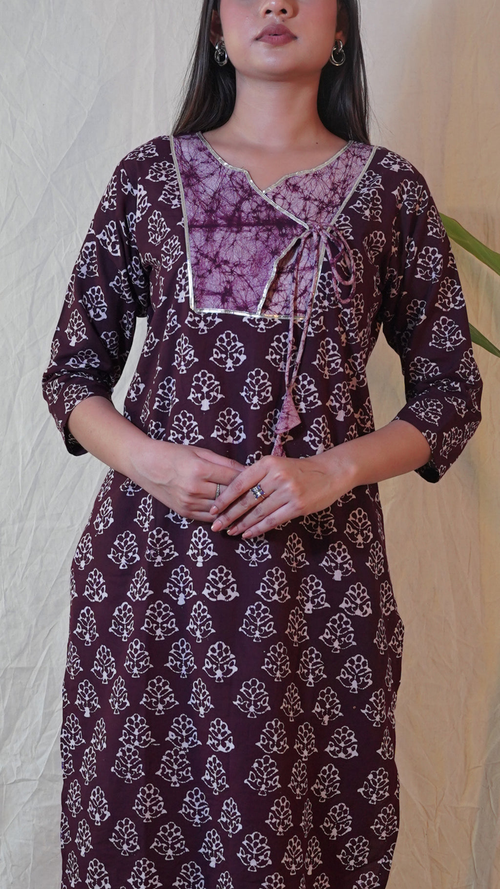 WINE BATIK PRINT SUIT SET