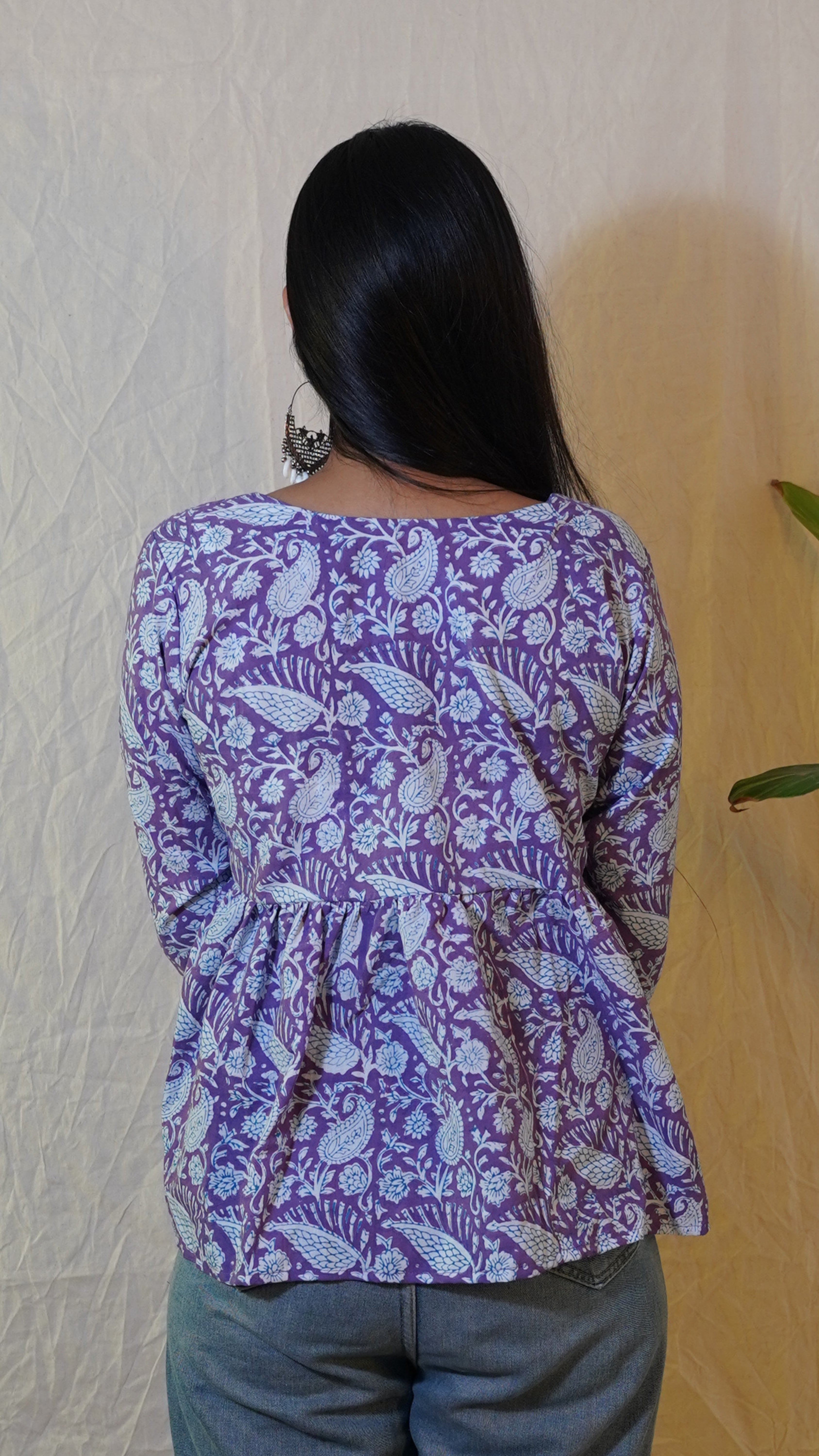 LAVENDER  LEAF BUTTI BAGH PRINT  TOP