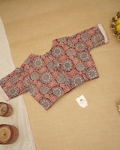 RED WHITE MANDALA BAGH PRINT BLOUSE