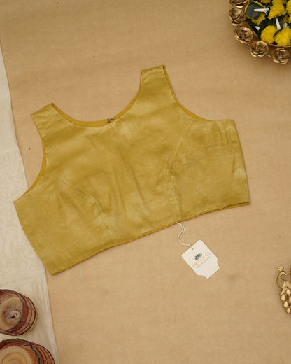 YELLOW GOLDEN ZARI BLOUSE(BOAT NECK)