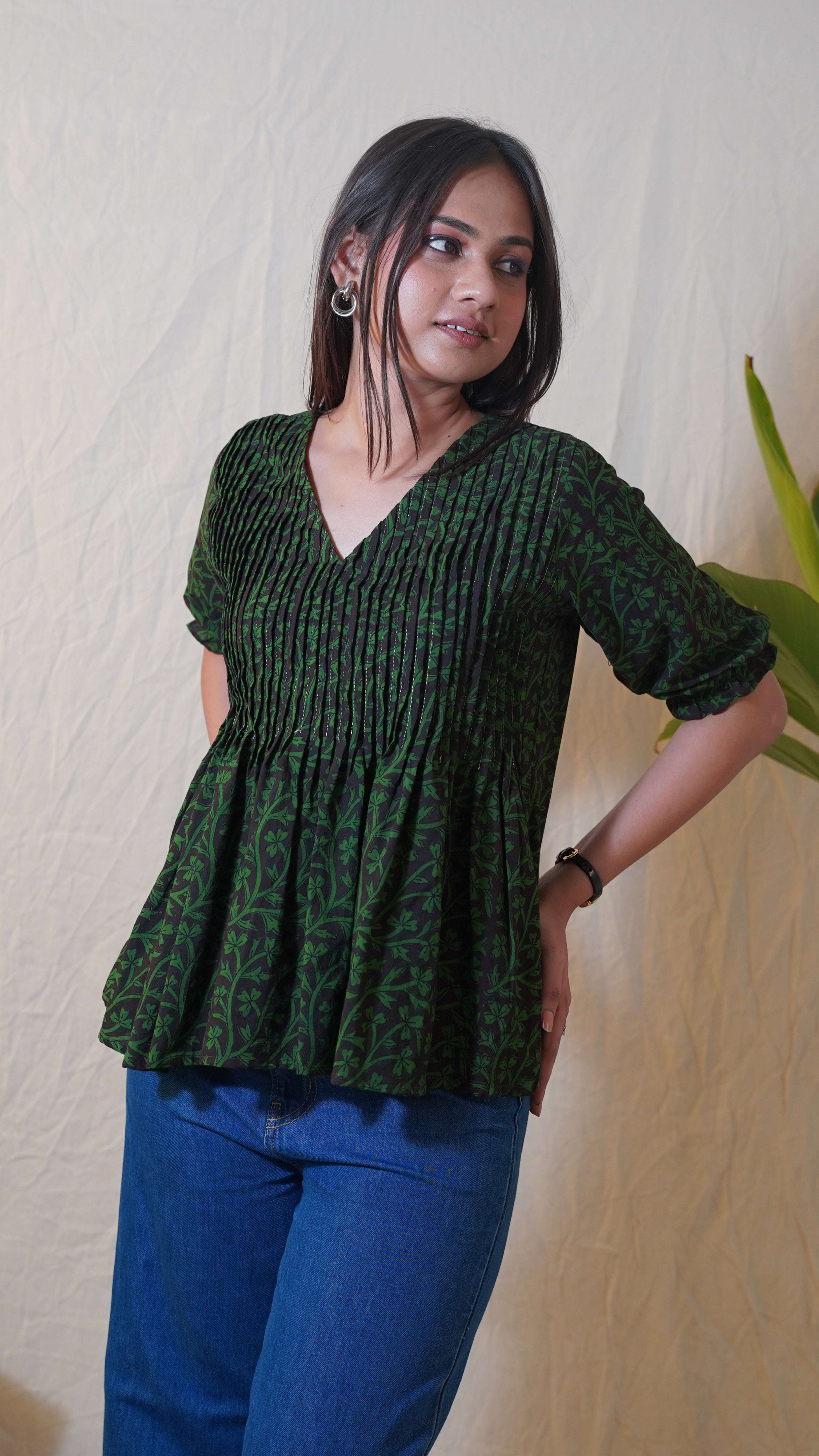 BLACK GREEN BAGH PRINT TOP